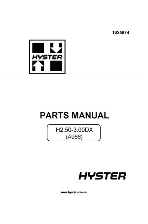 Hyster A966 Parts Catalog Parts Book