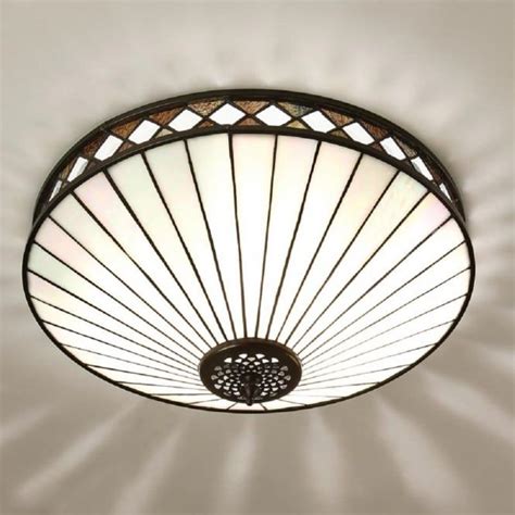 Tiffany Art Deco Flush Fitting Ceiling Light For Low Ceilings Cost Is