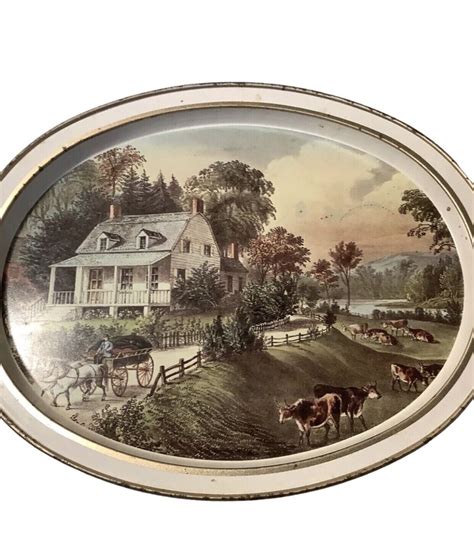 Currier And Ives Oval Serving Tray The American Homestead Summer