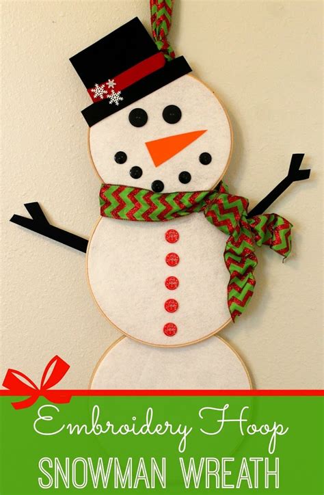 Snowman Wreath Made With Embroidery Hoops Child At Heart
