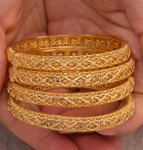 Real Gold Plated Dubai Bangle Jewelry Bangles Pcs Indian Etsy