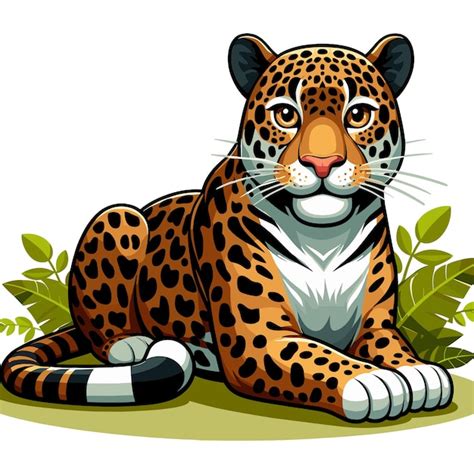 Cute Jaguar Cartoon Vector Style Weißer Hintergrund Premium Vektor