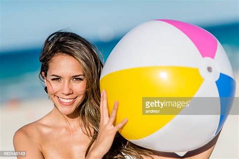 Beautiful Woman Playing With A Ball On The Beach Photos And Premium High Res Pictures Getty Images
