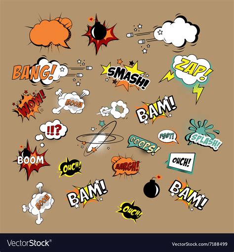 Comics Sound Effects And Explosions Royalty Free Vector