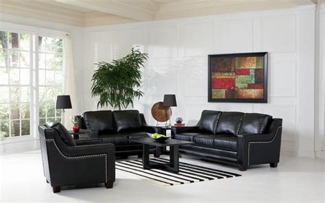See more ideas about living room, interior design, living room decor. Finely Leather Living Room Set in Black | Sofas