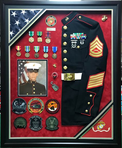 Usmc Uniform Shadow Box Display W Photo