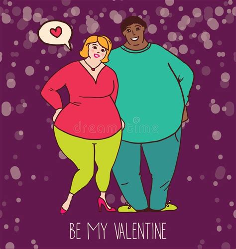 Fat Woman Fat Man Thick Couple Stock Vector Illustration Of Human