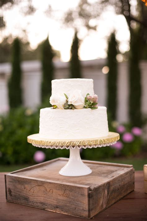 Simple Rustic Cream Wedding Cake Two Tier Succulent And Rose
