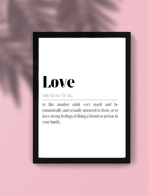 Love Verb Definition Love Typography Art Wall Art Decor Etsy