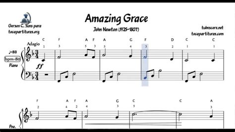 Amazing Grace Easy Sheet Music For Piano Beginners Youtube