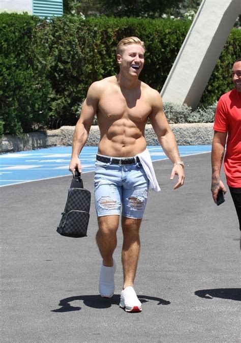 Kris Babeson Sports Huge Bulge As He Goes Topless In Tight Denim Shorts