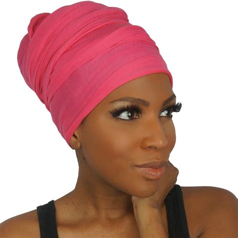 stretch head wraps for women extra long jersey knit turbans soft cotton african