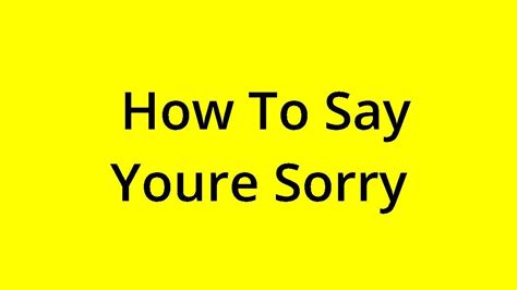 Solved How To Say Youre Sorry Youtube