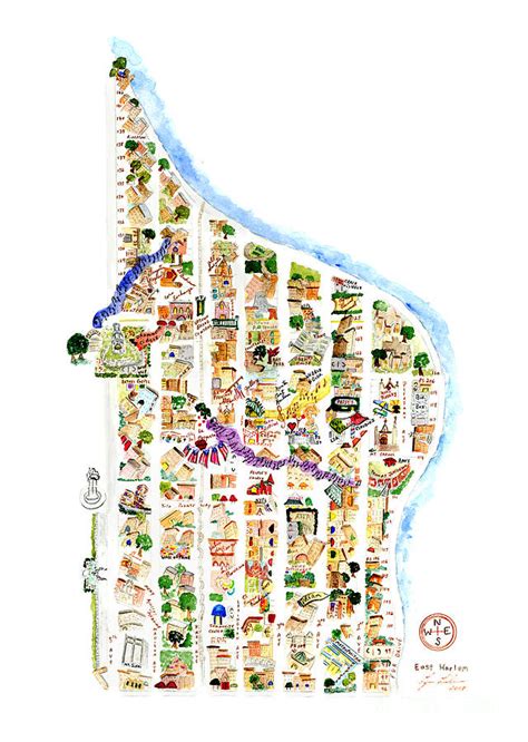 East Harlem Map Painting By Afinelyne Pixels