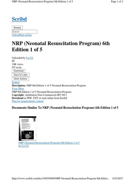 Scribd Nrp Neonatal Resuscitation Program 6th Edition 1 Of 5 Pdf
