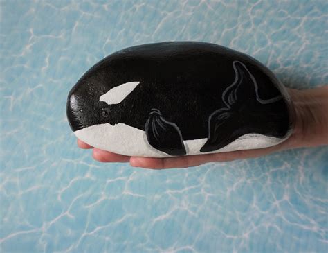 Painted Rock Painted Stone Whale Painted Rock Killer Whale Etsy