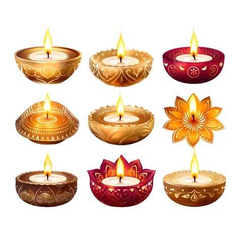 Happy Diwali Diya Candles Set Design Festival Of Lights Theme Diwali