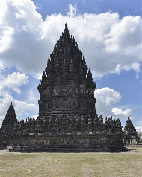 Prambanan Temple In The Afternoon With A Cloudy Blue Sky Background
