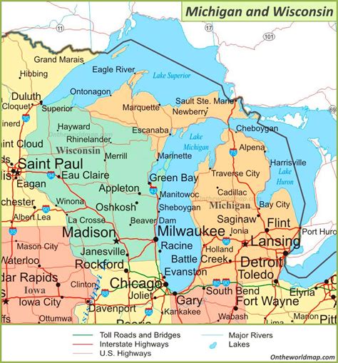 Map Of Michigan And Wisconsin Border Interactive Map 12480 The Best