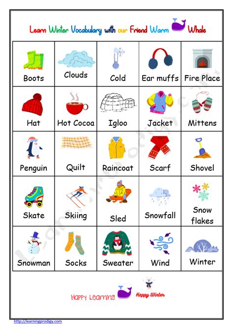 Winter Vocabulary Chart Archives Learningprodigy