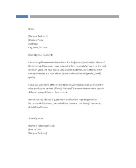 Customer Service Letter Of Recommendation Sample Master Of Template