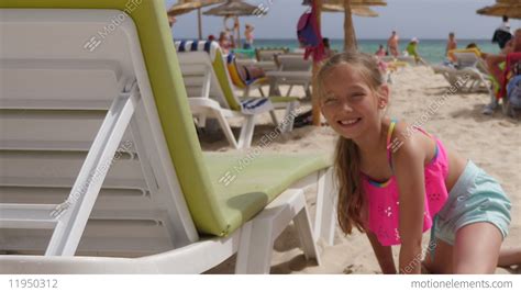 portrait happy teenager girl resting on summer beach at sea background stock video footage