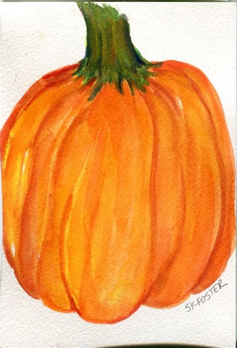 Pumpkin Watercolor Painting Original 4 X 6 Thanksgiving Etsy