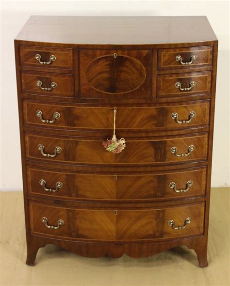 Inlaid Mahogany Bow Fronted Chest Of Drawers Antiques Atlas