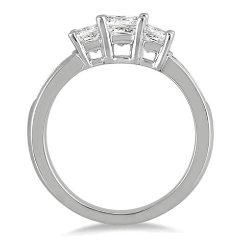 1 12 Carat Tw Princess Cut Diamond Three Stone Ring In 14k White Gold