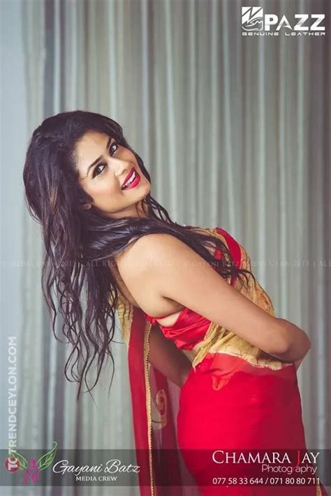 Maheshi Madushanka In Red Saree Chamara Jay Photography