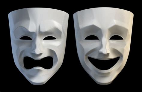 Tragedy Comedy Theater Masks 3d Model Theatre Masks Comedy Tragedy