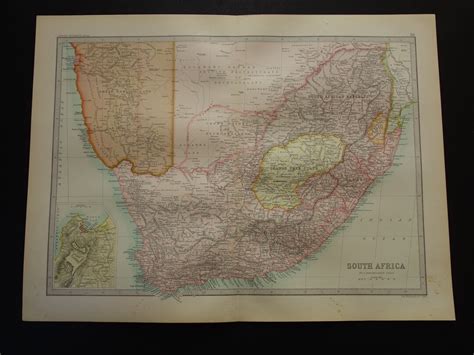 South Africa Map 1890 Original Large Old Print Of Orange Free State Sa