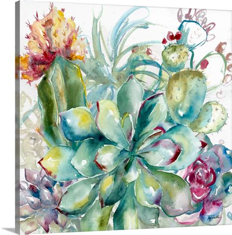 Succulent Garden Watercolor I Wall Art Canvas Prints Framed Prints