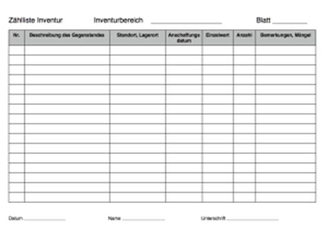 Kostenlose lebenslauf vorlagen / muster runterladen. Inventurliste (PDF) | Vorlagen und Muster zum Ausdrucken