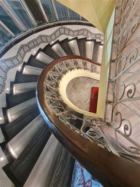 A Beautiful Spiral Concrete Staircase Stock Image Image Of Beautiful