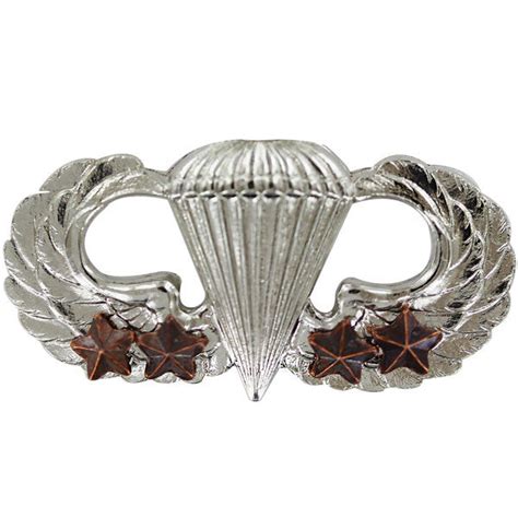 Army Badge Basic Combat Parachute Fourth Award Mirror Finish Vanguard