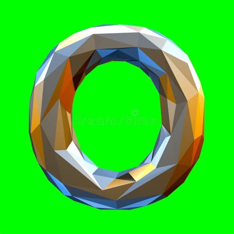 Capital Latin Letter O In Low Poly Style Isolated On Green Background