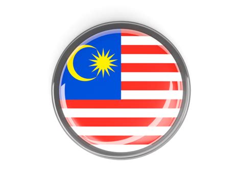 Metal Framed Round Button Illustration Of Flag Of Malaysia