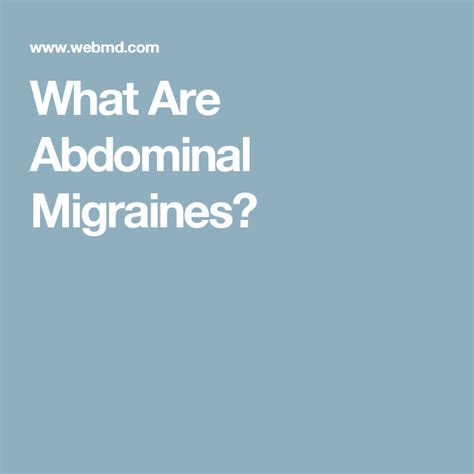 Abdominal Migraine Symptoms Causes Treatment Migraine Abdominal
