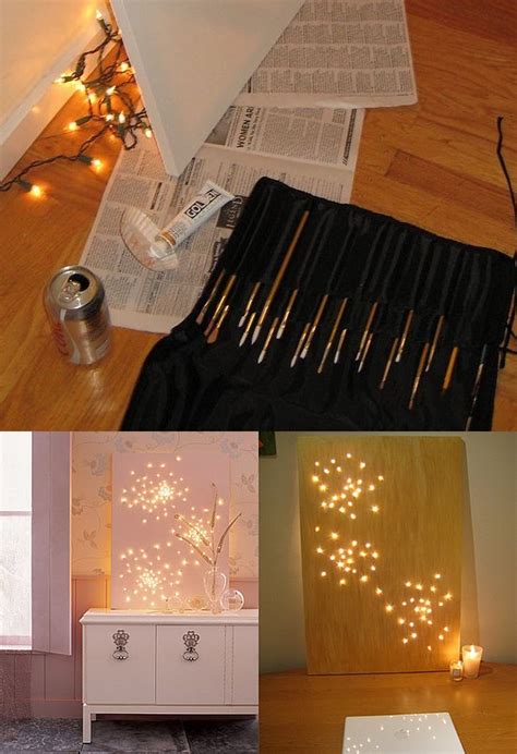 Constellation Art With String Lights And A Canvas Diy