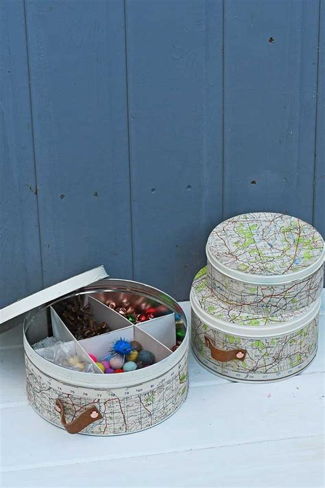 How To Repurpose Empty Cookie Tins With Old Road Maps Map Crafts