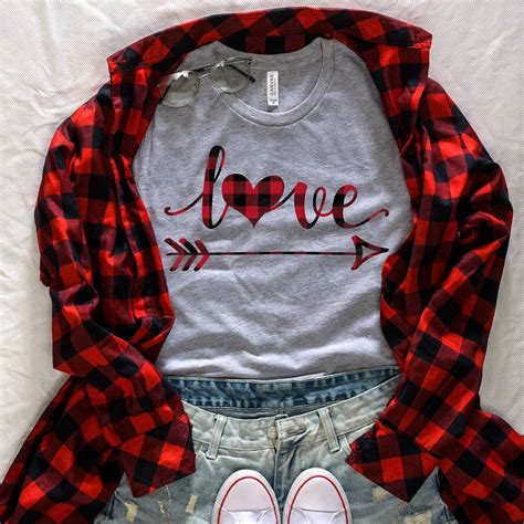 Red Buffalo Plaid Love Heart And Arrow Shirt Cute Valentine S Day Shirt