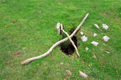Big Hole In Grass Stock Photo Image Of Hollow Deep Build 3948826