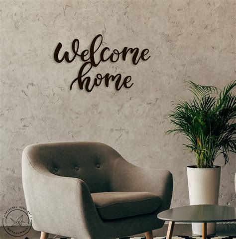 Welcome Home Metal Wall Art Word Home Decor Housewarming T Etsy