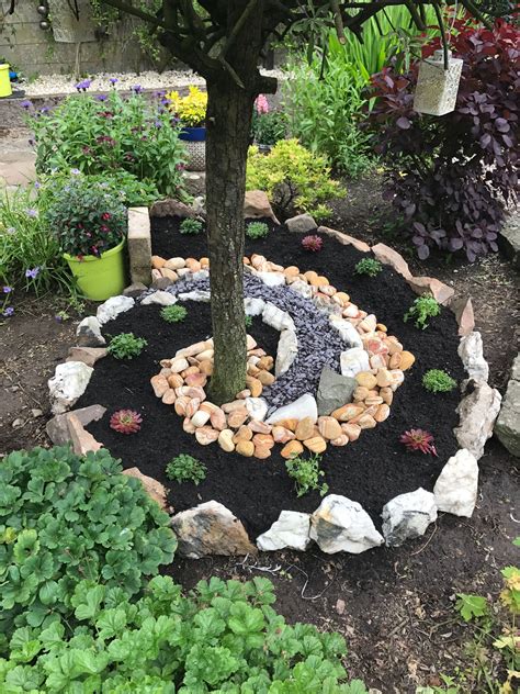 Love This Landscaping Spiraling Around The Tree Rock Garden