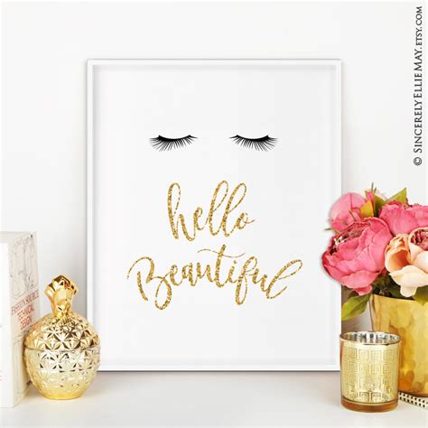 Hello Beautiful Sign Wall Art Glamour Quote Print Perfect Etsy Australia