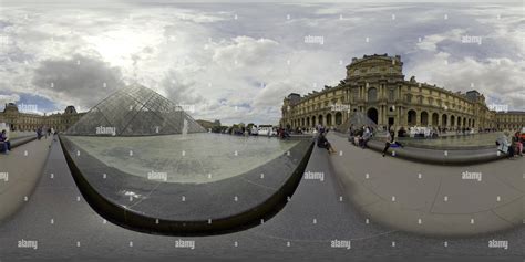 360° View Of Paris France Tourists And Art Fans Enjoy The Pyramid At