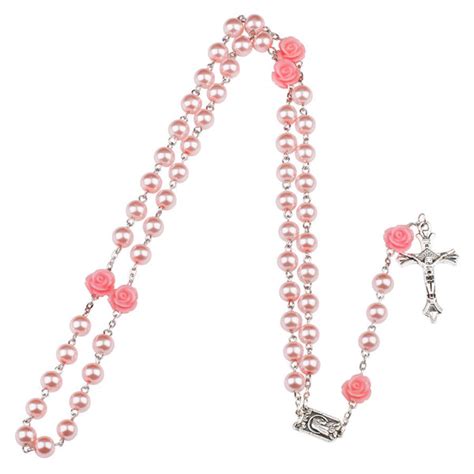 Free Pink Rose Rosary With Lourdes Medal Catholic E Store