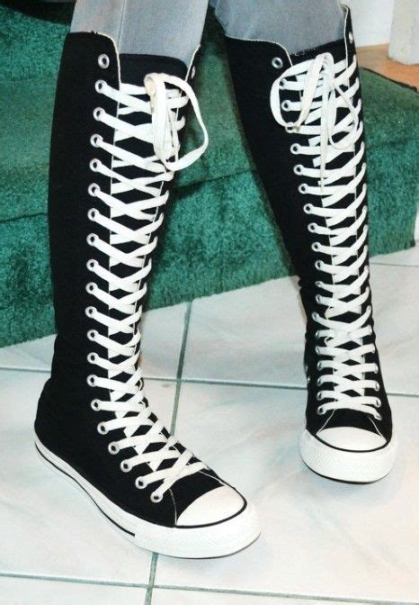 2014 Knee High Converse Sneaker Boots Black Converse High Top Sneakers