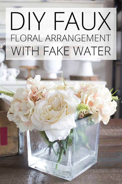 This diy faux floral arrangement that i created with faux water has been moved around the house (both our last house and this one actually) and more than made up for the initial cost. DIY Faux Floral Arrangement with Fake Water